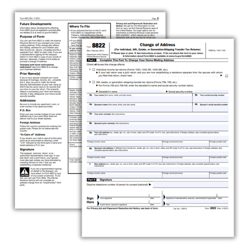 Form 8822 Printable Irs 8822 Tax Form Change Of Address Online Pdf